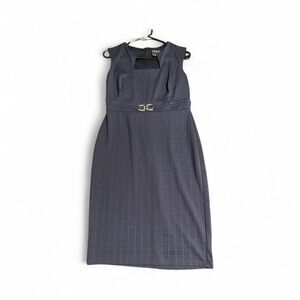 En Focus Studio Navy‎ Textured Sheath Dress Size 6 Belted